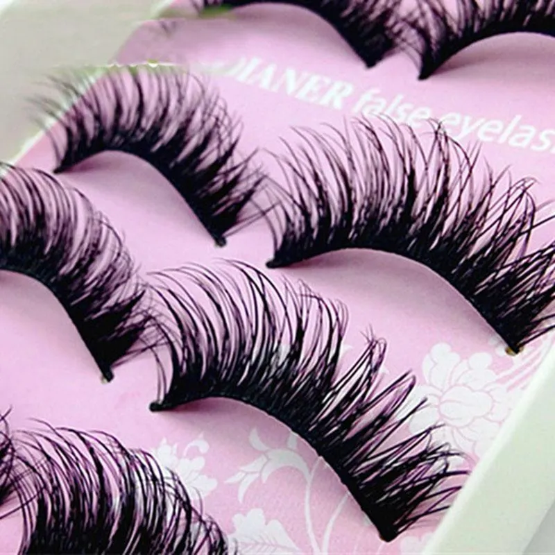 Wholesale - Wholesale- 5 Pairs Women Lady Natural Eye Lashes Makeup Handmade Thick Fake Cross False Eyelashes Tools