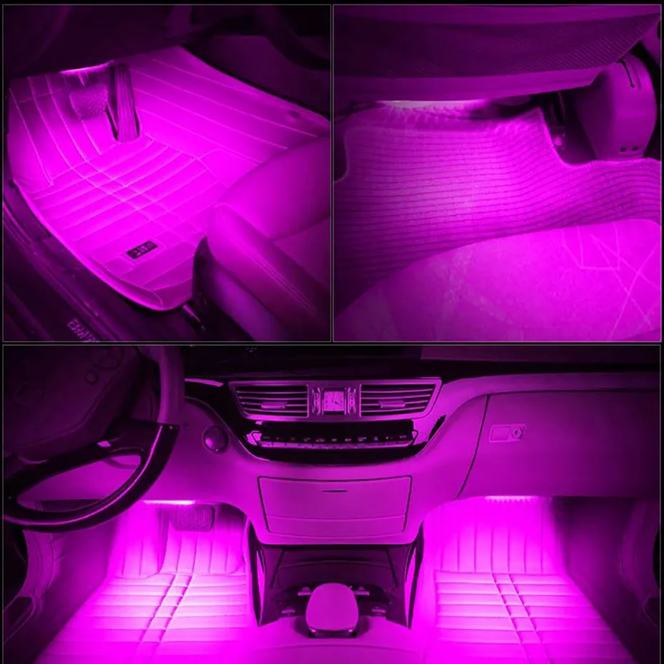 RGB 36 LED CAR CHARCH 12V 10W GLOWインテリア4IN1 ATMOSPHERE BLUE INSINE FOOT LIGHTランプリモート音楽コントロール232Y