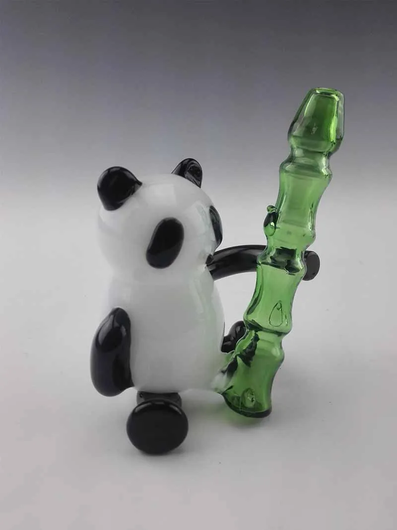 Ny handblåst panda som håller bambu glasrör med oljerigg hammarrör glas rökrör 209Q3475729