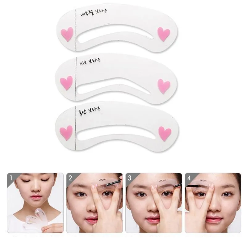 Whole 3 stylesset Grooming Stencil Kit Shaping DIY Beauty Eyebrow Template Make Up Tool8940008