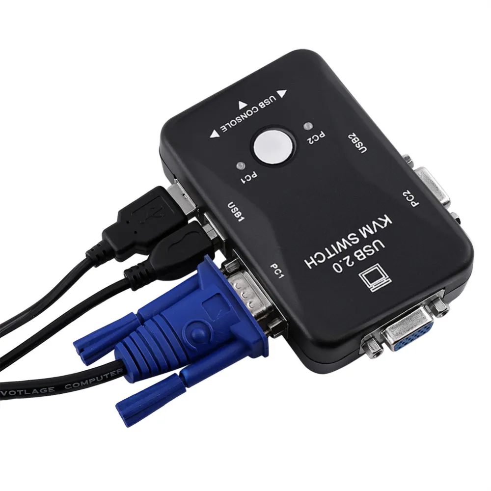 Commutateur USB KVM Avec 2 Ports 2 En 1 VGA Pour Ordinateur PC Portable Moniteur Clavier Souris
