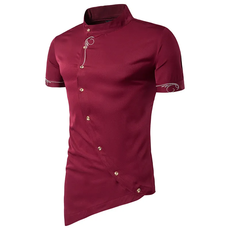 Mens short sleeve casual dress shirts embroidered cotton broadcloth slim  fit double-breasted shirt from Dhgate Mens Dress Shirts - price 49.58