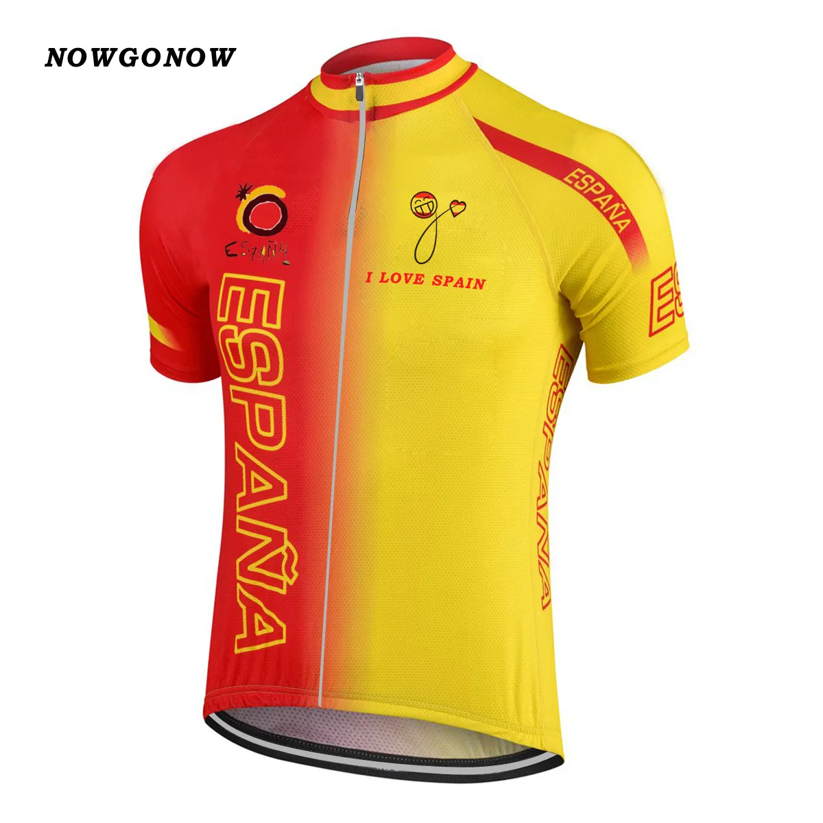 MÄNNER 2017 Spanien Nationalmannschaft Radtrikot Set Fahrradbekleidung tragen gelb-rote Nationalmannschaft Maillot Ciclismo Trägershorts mit Gelpolster