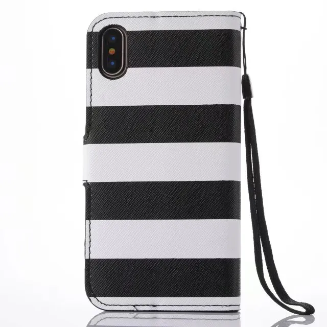 2018 Etui portefeuille en cuir pour iphone X Fashion Rainbow Case avec décoration Corsair titulaire de la carte Kickstand Étui de luxe fermeture magnétique