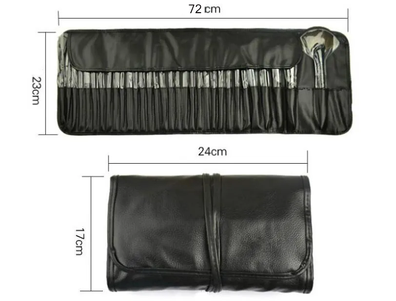 Professional Cosmetic Facial Make up Brush Kit Wool Makeup Brushes Tools Set With Black Leather Case