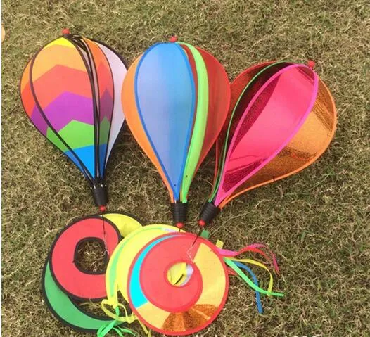 Rainbow Stripe Grid Windsock Hot Air Balloon Wind Spinner Garden Yard Décoration extérieure en stock