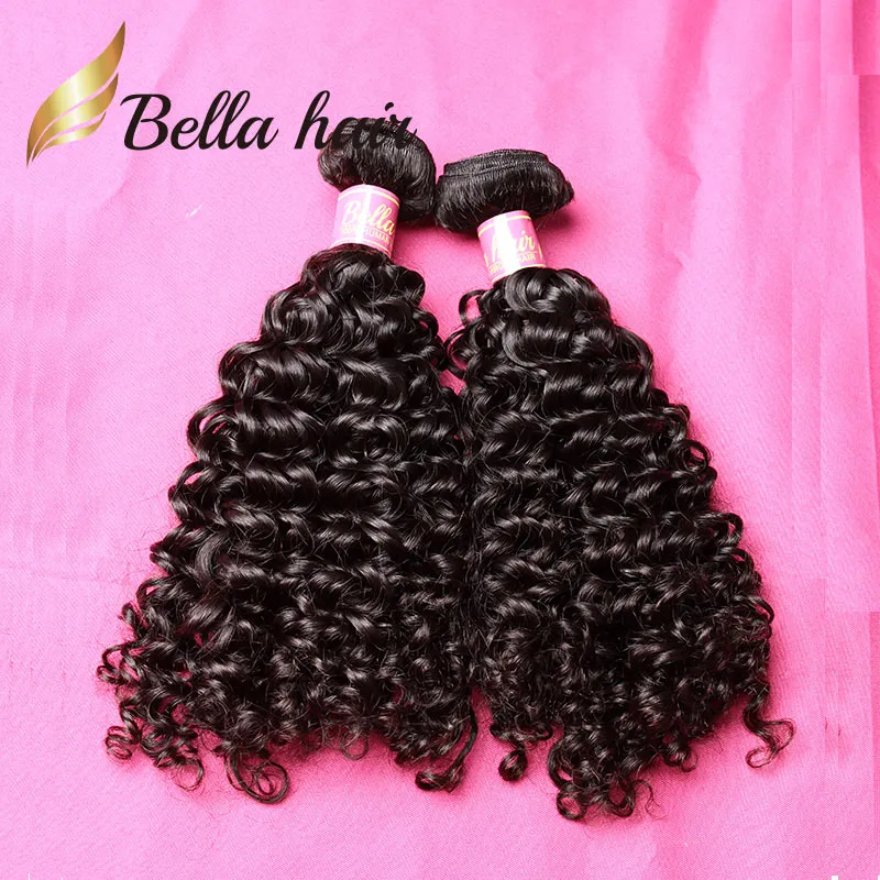 Bella hår 11a Virgin Hair Bundle brasilianska indiska peruanska obearbetade mänskliga hårväv Curly Wave Natural Color Can Be Dye1389155