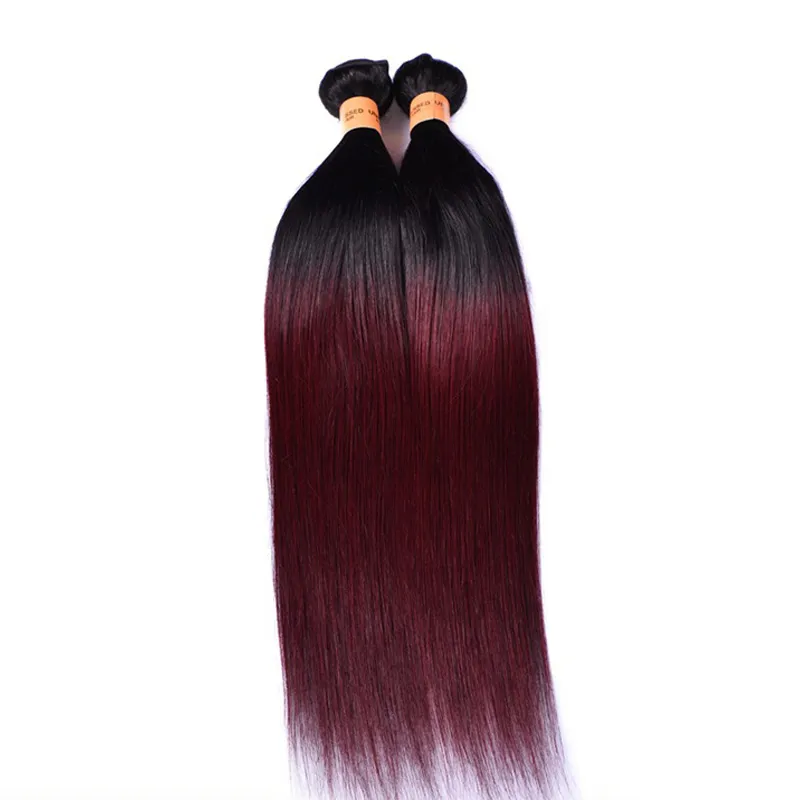 شغف Ombre Hair Hair Weaves 4 حزم داكنة Red 1B 99J Burgundy Brazilian Virgin Hair 100 Bundles3165137