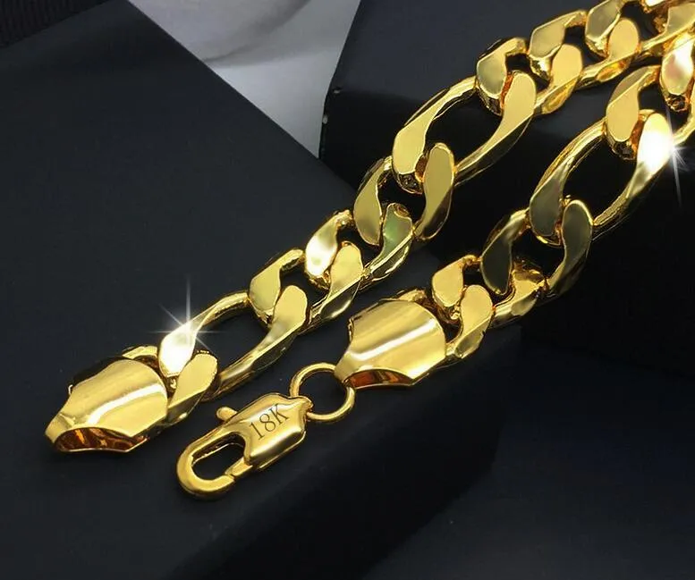 Fashion classic men's and women's plated 18k gold couple bracelet 12mm * 8in Figaro bracelet 10PCS/LOT
