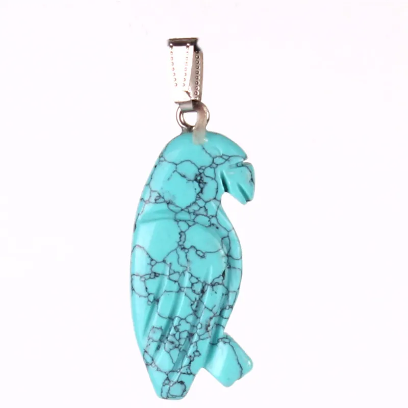 Exquisite handsnijwerk veelkleurige natuurlijke gemengde steen agaat turquoise tropische papegaai vogel dierlijke charme sieraden hanger ideaal geschenk voor haar