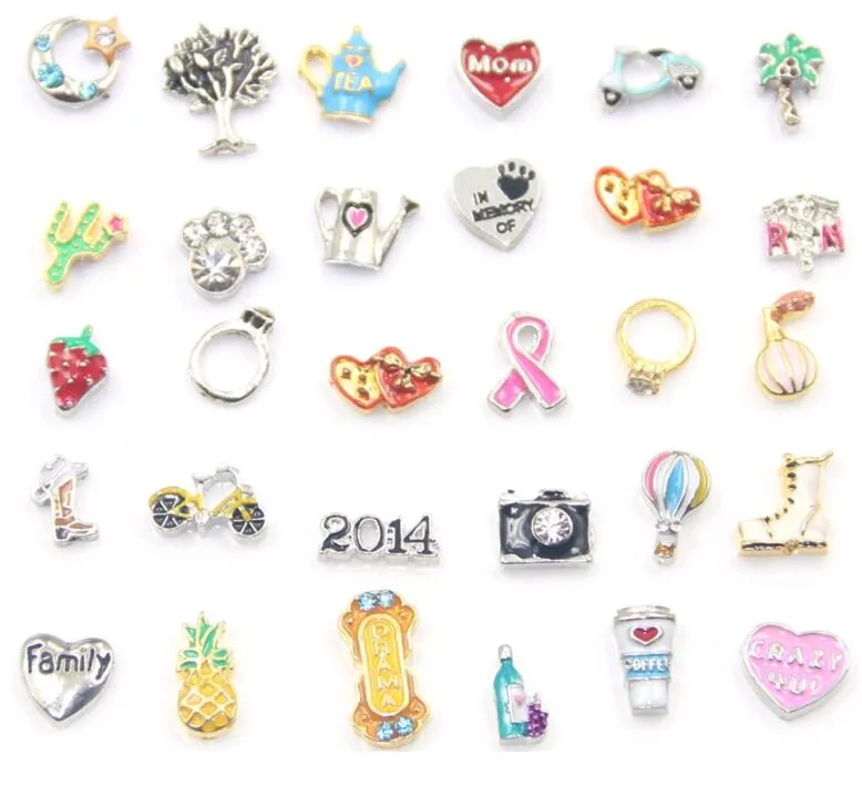 Hot wholesale Floating Locket Charms Bulk Mix Many styles Multi Designs Jewelry Fittings for Zinc Alloy Lockets pendant