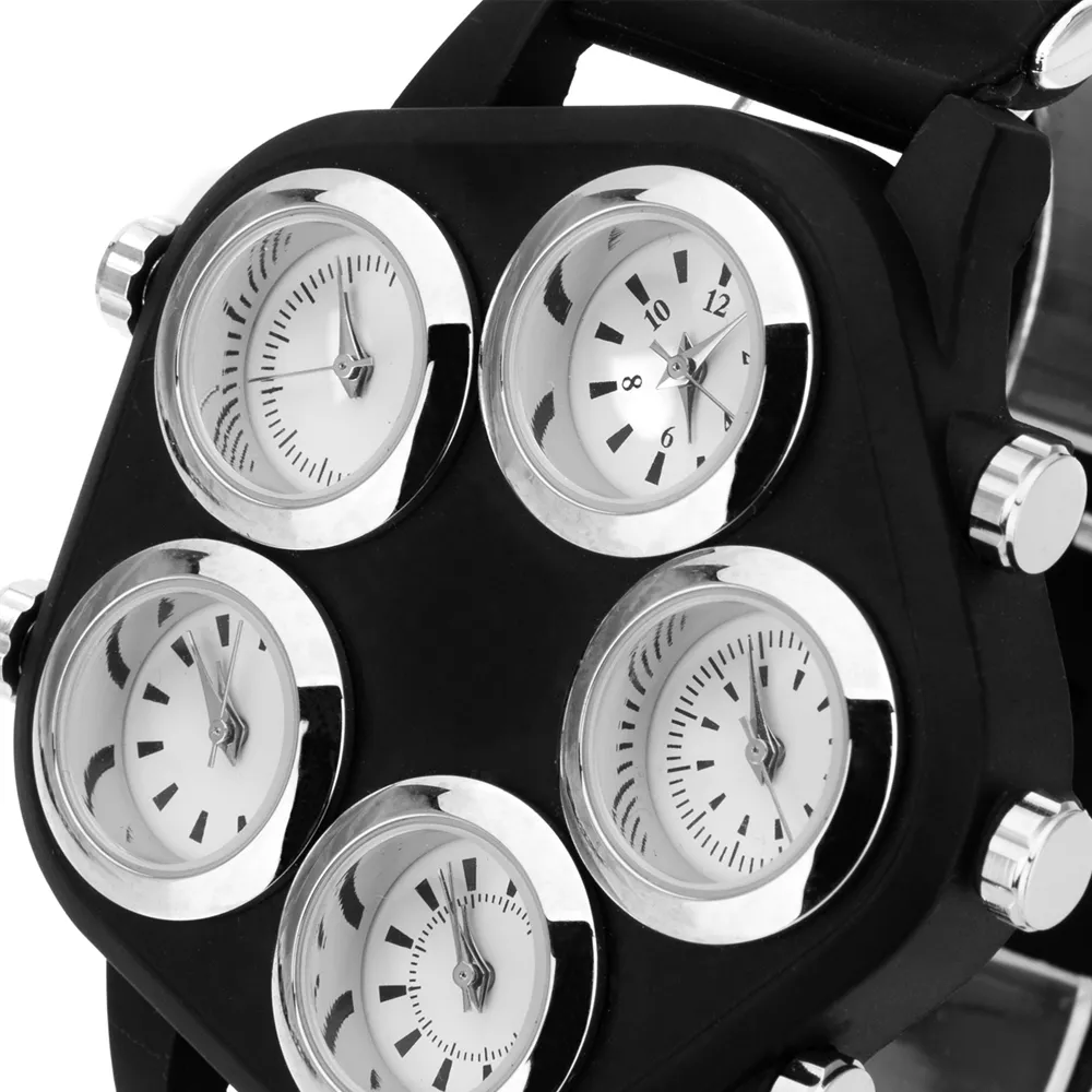 VFSKN Mens Grande Rosto Moda relógios de luxo Super Grande Dial Punk Hip-hop Legal Personalidade Relógio de Pulso com cinco dial Ouro; Prata; Vermelho