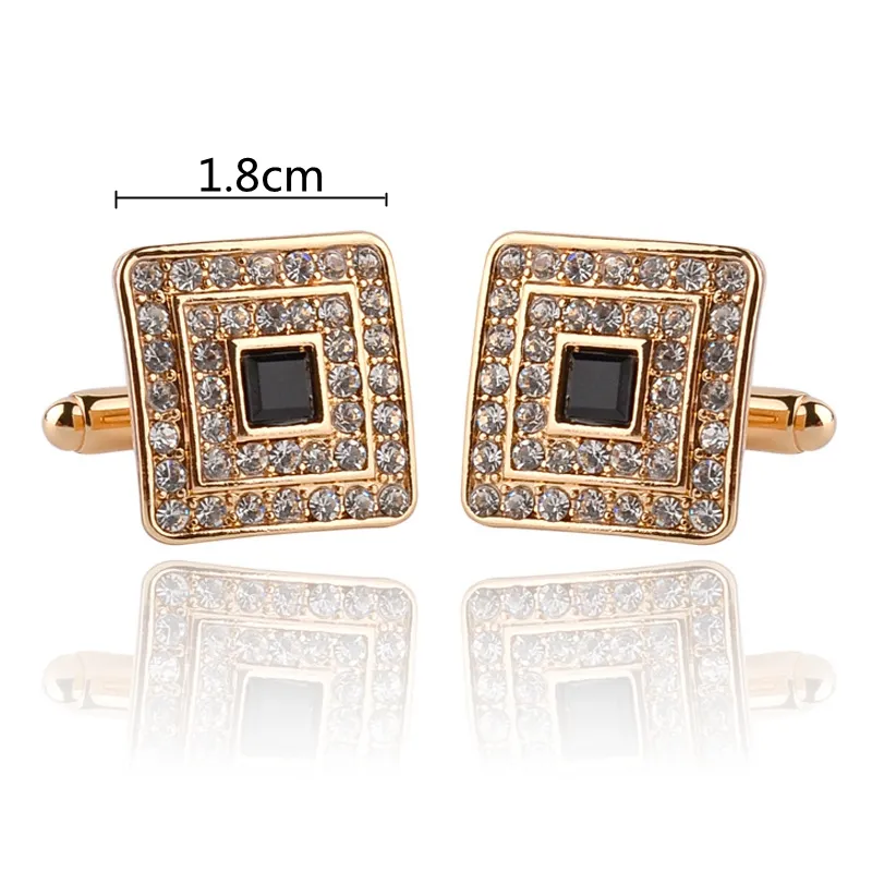 Fashion Crystal French Cufflink Designer Man Rhinestone Cuff Links Shell Silver Black Gold Plated Enamel Business Alloy Shirt Woman Cufflinks Jewelry Wedding Gift