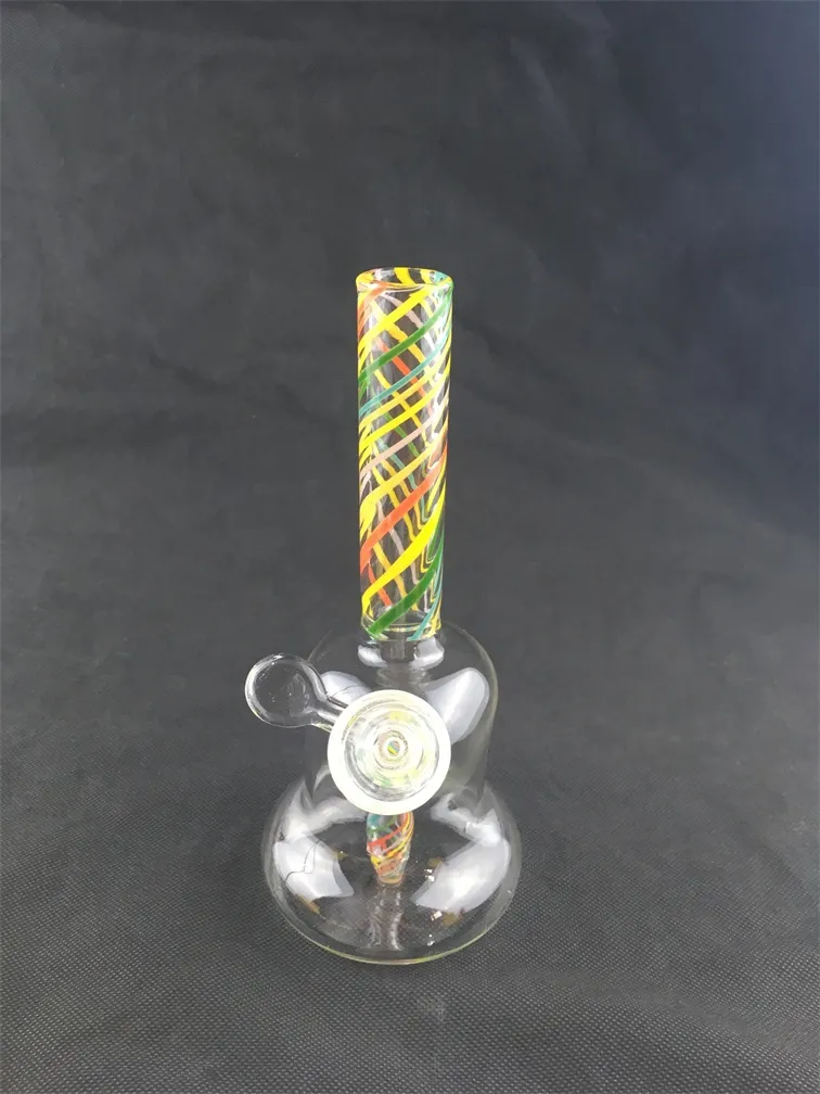 Glas Hookah Färg Grid Stripe Oil Rig Bong, Rökning Rör, 14mm Joint Factory Outlet