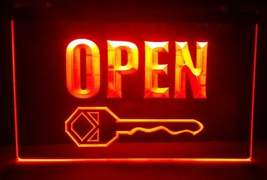 ke02 OPEN Keys Store Cutting Shop bar pub club 3d signes led neon light sign home decor crafts