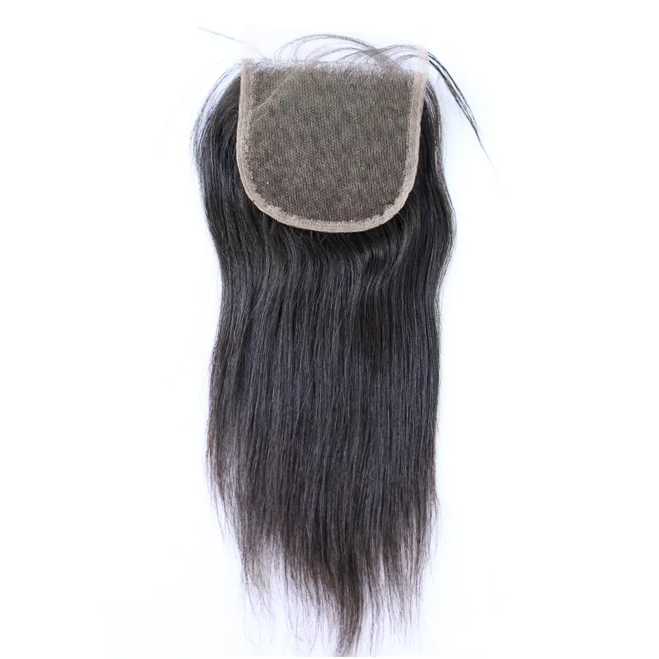 Peruvian Virgin Hair Straight 4x4 Lace Closure Middle part Natural Color Can be Dyed9987361