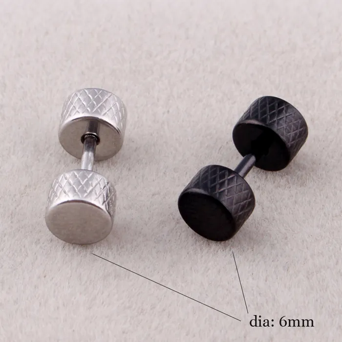 Fashion Hiphop Screw Barbell Ear Stud Silver Black Gold Titanium Steel Dumbbell Tragus Piercing Earrings For Men Women Body Jewelry