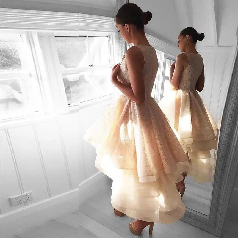 High low skirt clearance champagne