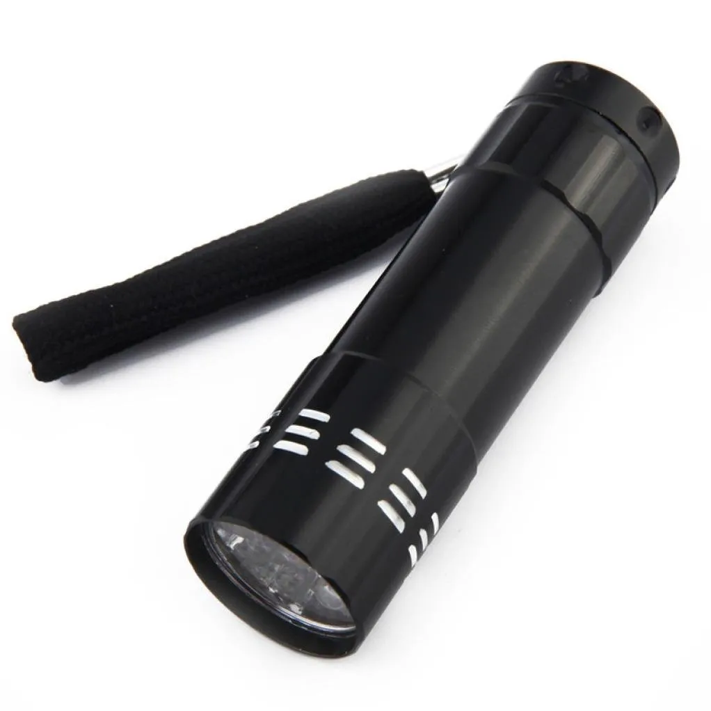 UV Lights Portable 9 LED Mini Flashlights Aluminum Ultra Violet Black Flashlight Torch Hand Light Lamp