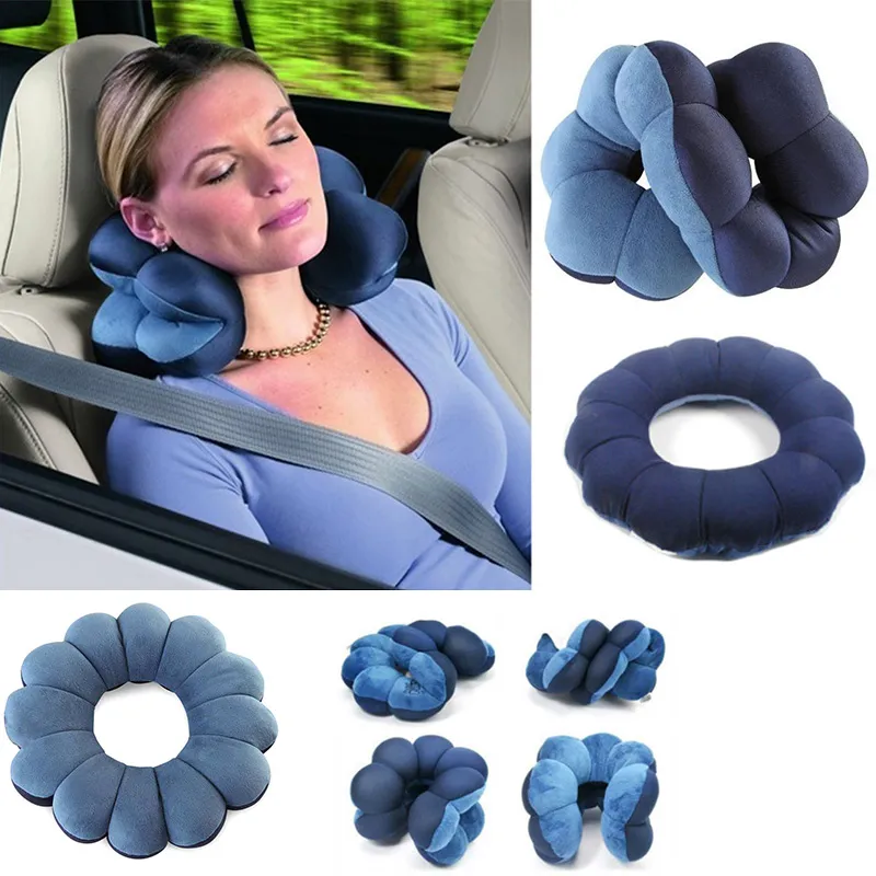 Gros-Blue Comfort Total Oreiller Oreiller de voyage Twist Neck Back Head Coussin Support KT0115