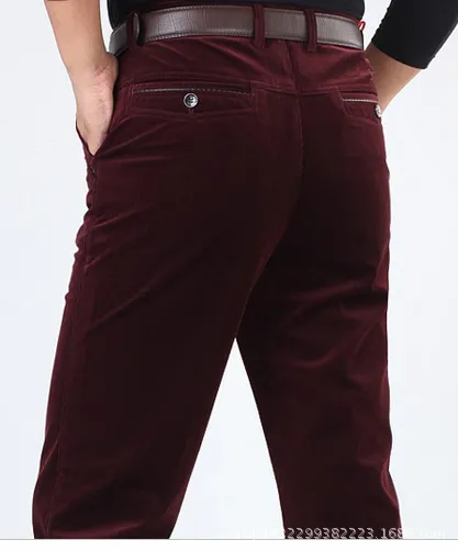 Wholesale- Wholesale thick section corduroy trousers loose straight middle-aged waist elastic strip Trousers casual long pants Dad