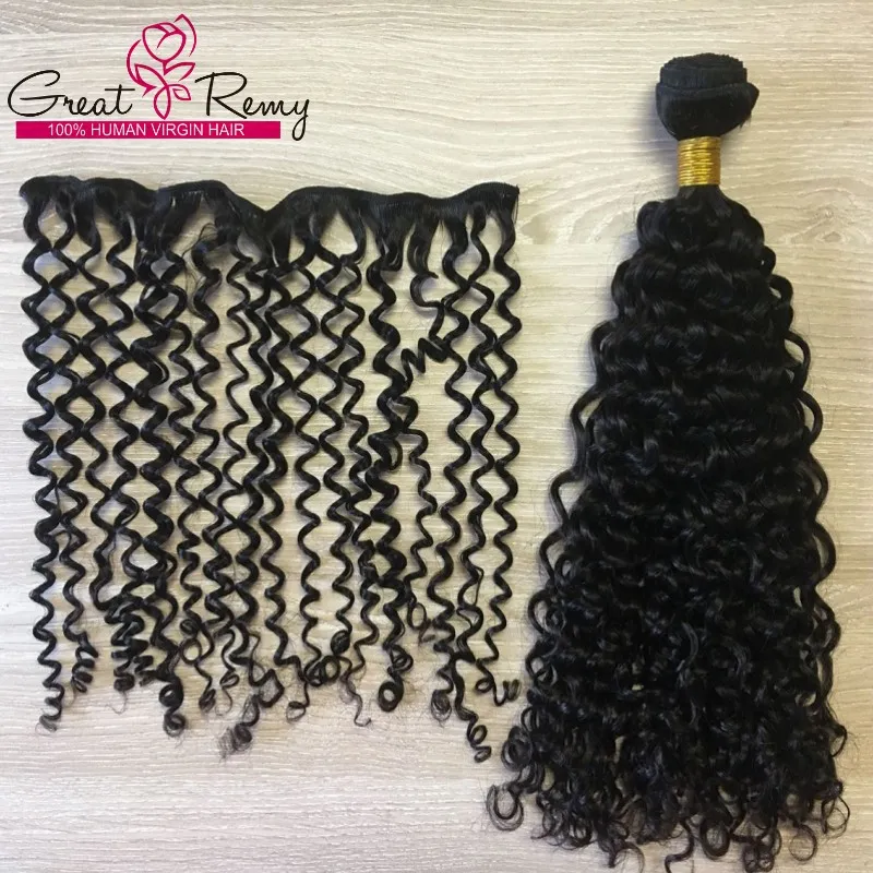 Greatremy Deep Curly Hair Weft Weave 100% Brazilian Peruvian Malaysian Indian Virgin Unprocessed Human Hair Extensions
