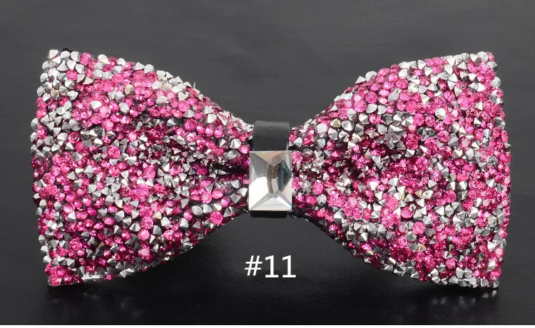 Män Mode Luxury Diamond Bow Slips Glitter Crystal Rhinestone Men Tuxedo Bow Tie Triangle Justerbar För Bröllopsfestgåva