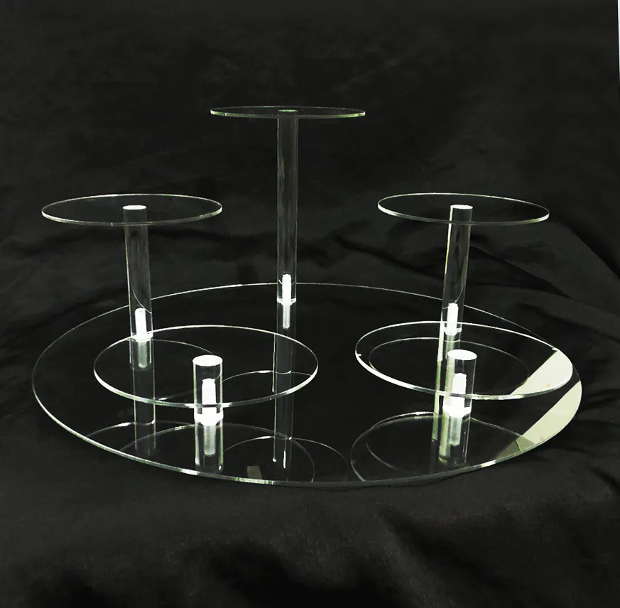 CD(137) Wedding acrylic cake tools display stand with 5 tiers different height tops