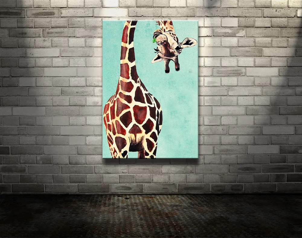 Handmade Animal Picture Painting Beauty Giraffe Art on Canvas for Home Wall Decoration Support Drop Shipping