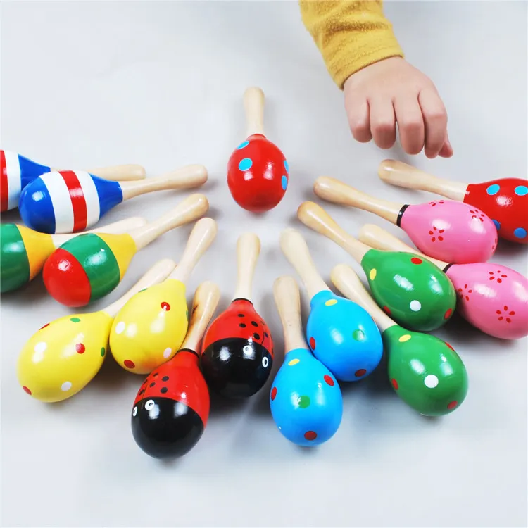 Hot Sale Baby Trä leksak Rattle Baby Söt Rattle Toys Orff Musikinstrument Utbildningsleksaker L001