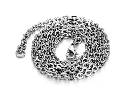 2.2mm 316L Stainless Steel Silver Necklace Round Rolo Chains for Men Women Hip Hop Fashion Jewelry New Design Sale 45 50 55cm Christmas Gift