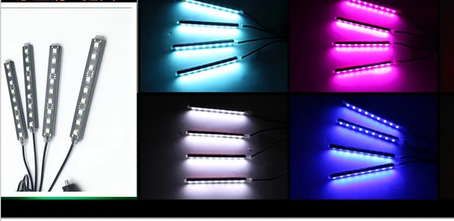 Med cigarettändare 4 i 1 bil inuti atmosfärslampan 36 LED inredning belysning 5050 chip 12V laddning charmig