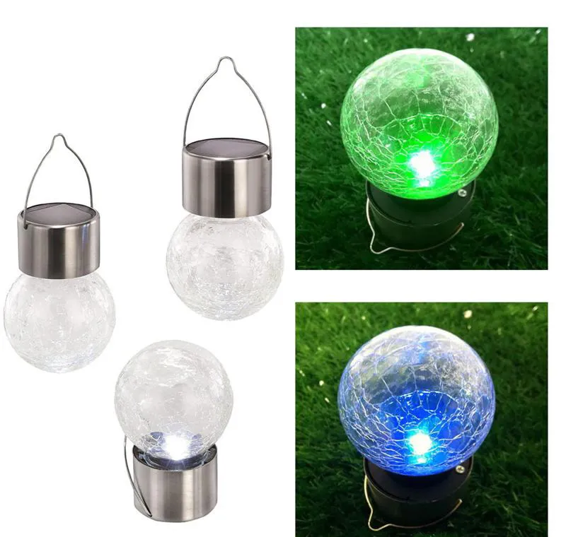 Hot Solar Power LED Light Kolor Zmiana Ball Crackle Szklana LED Light Outdoor Decoration Led Light