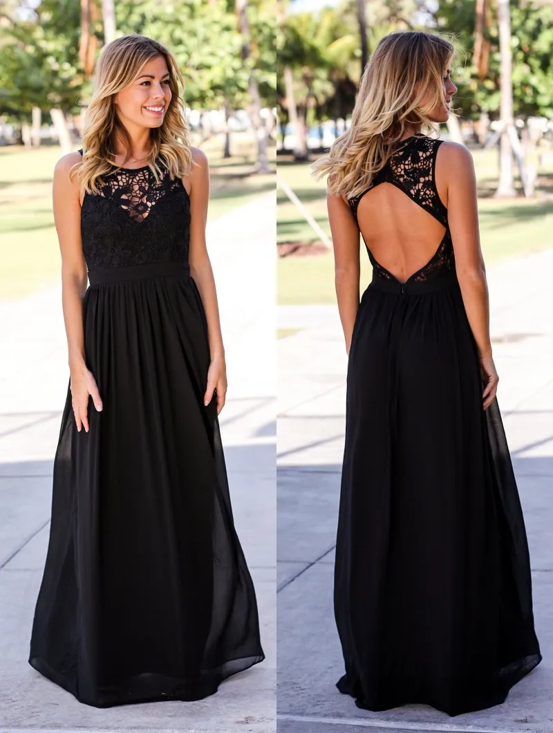 Vestido negro outlet largo barato
