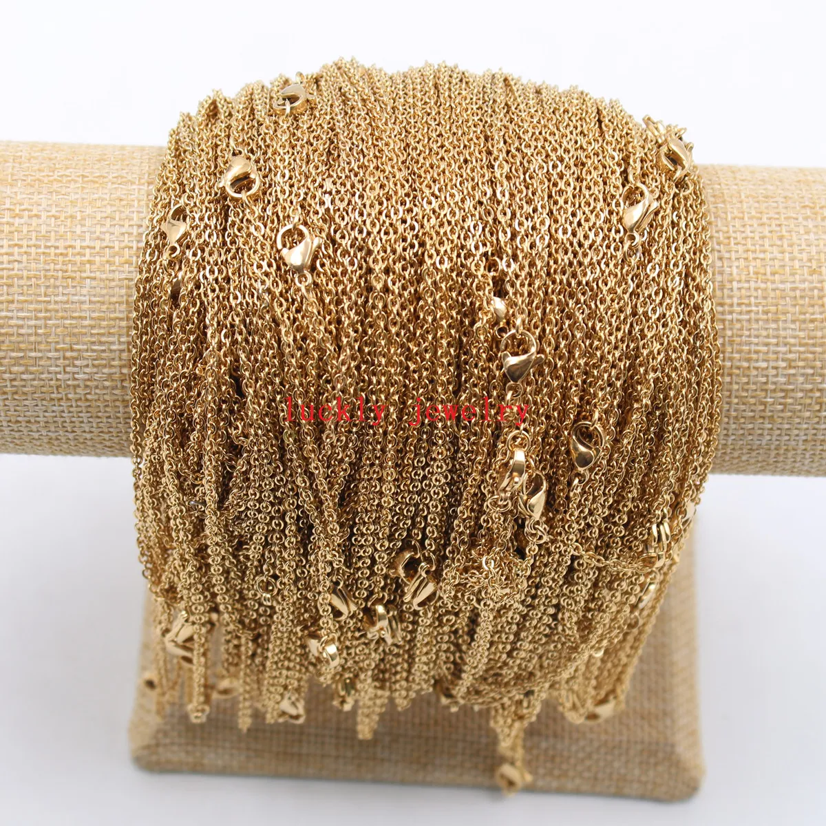 10 stücke los in Großhandel Edelstahl Gold dünn 2mm 18 zoll starke flache ovale Kette Halskette Frauen Schmuck
