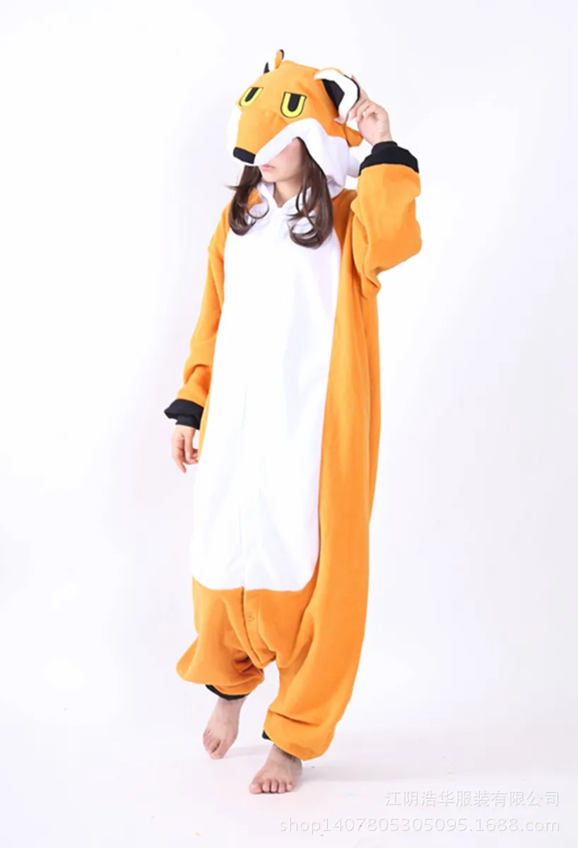 Mr Fox Cosplay Kostuums Onesie Pyjama Kigurumi Jumpsuit Hoodies Volwassenen Romper voor Halloween Mardi Gras Carnaval