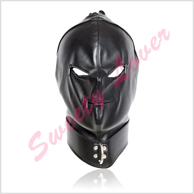 Sex Toys Black Faux Leather Full Sex Hood Mask Latex... From Zhengrui08,  $12.28