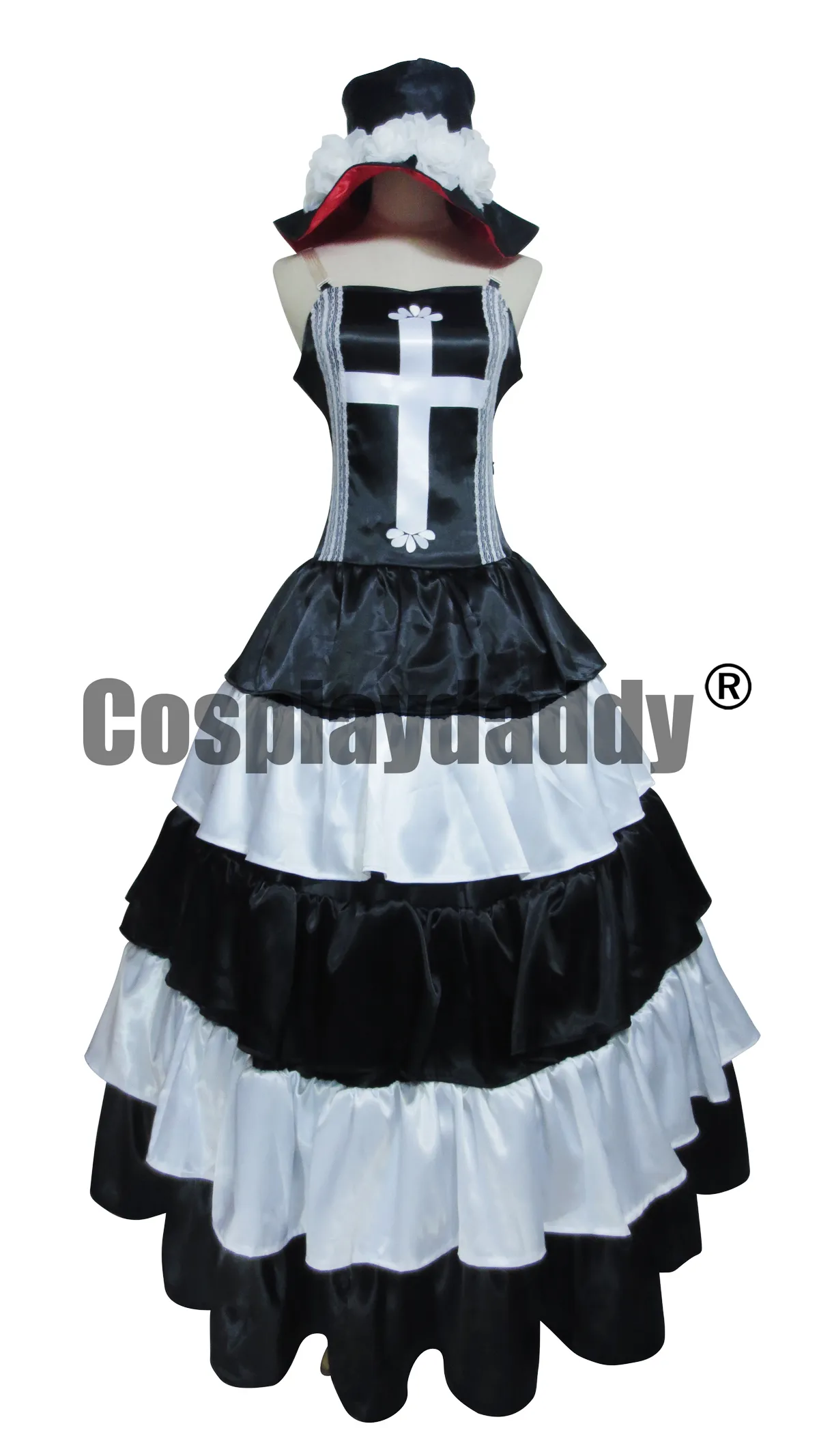 Um pedaço fantasma princesa perona preto branco longo dress traje cosplay