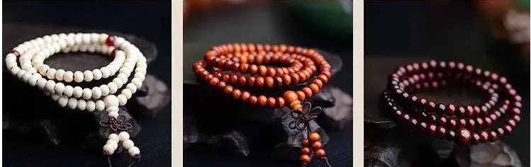 1000 stücke 108*8mm Echte Natürliche Sandelholz Perlen Buddha Malas Armband Gesunde Schmuck Mann Handgelenk Mala Halskette bowknot Armbänder 5 Farben