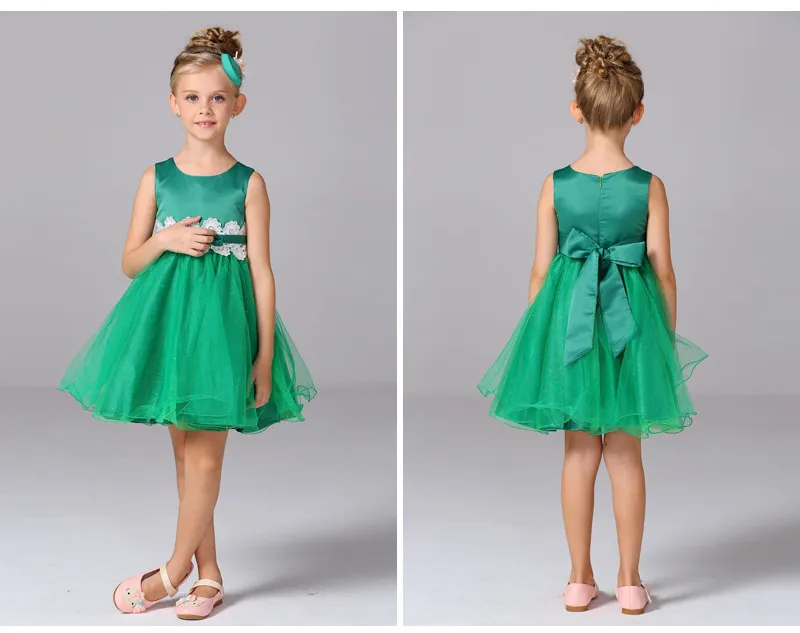 Ny Girl Party Dress Lace Flower Belt Princess Kids Dress for Christmas Birthday Dancing Tutu Style Girl Dresses 