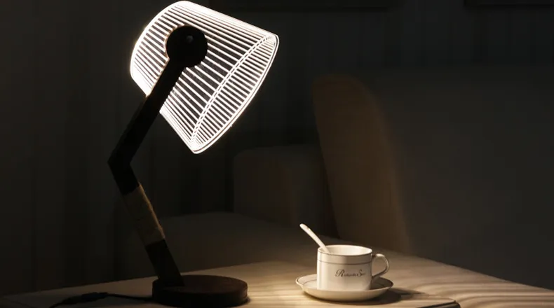3D-Nachtlicht, handgefertigte Tischlampe aus Holz, Acryl, transparentes Brett, Augendekoration, visuelle dreidimensionale kreative Geschenke