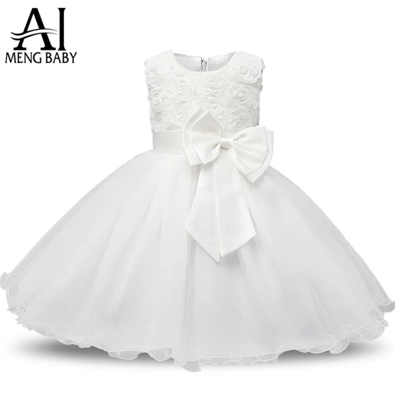 AI Meng Baby Flower Princess Girl Dress Wedder First Birthday Baborn Baby Baptism Complements Toddler Kids Party Dresses for Girls