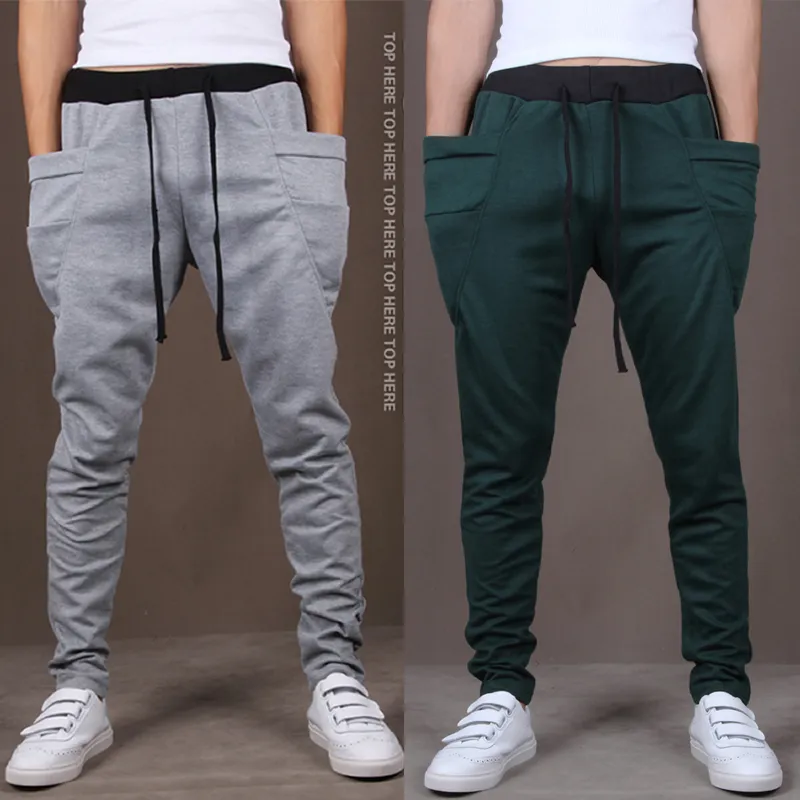 Nya mens joggers mode harem byxor byxor hip hop smal passform sweatpants män för jogging dans 8 färger sport byxor m ~ xxl