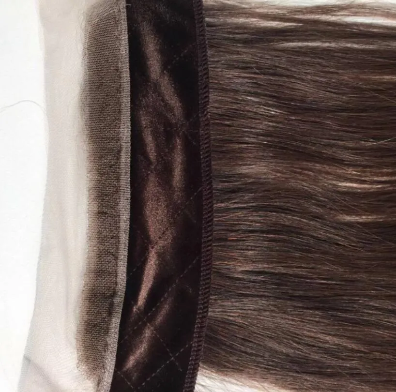 Fasce per capelli umani reali colore marrone 4 accessorio per capelli mongolo stile libero impugnatura in pizzo invisibile Iband per parrucche ebraiche parrucche Kosher