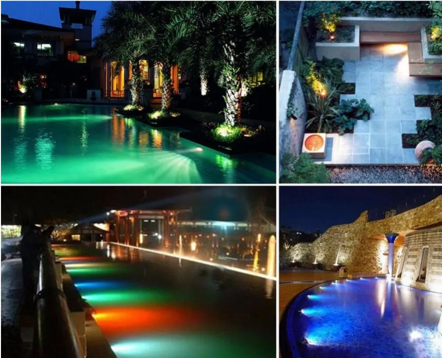 Wasserdichte Unterwasserlichtfarbe LED-Strahlerlampe Gartenbrunnen Aquarium Pool Teich Schwimmbad Aquariumbeleuchtung