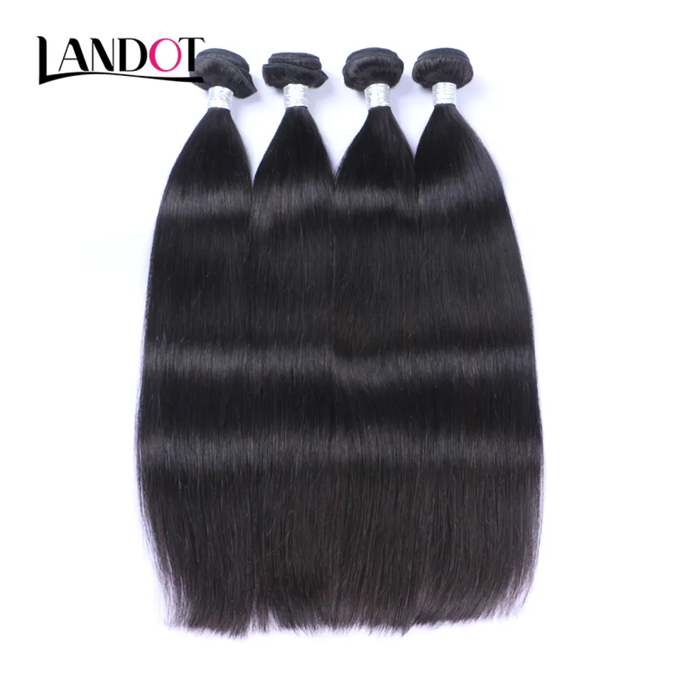 Brasilianskt Straight Virgin Human Hair Weaves Bundes Toppkvalitet Indiska Kambodjanska Mongoliska Peruanska Malaysiska Remy Hair Extensions Soft Full