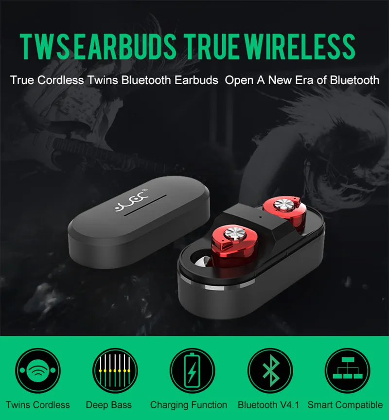 T8 TWS Bluetooth Słuchawki Mini Twins True Wireless V4.1 Podwójne w zestawie słuchawkowym ucho z pudełka do ładowania Stereo Słuchawki głośnomówiące do smartfonów