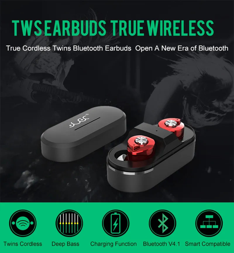 T8 TWS Bluetooth Oortelefoon Mini Twins True Wireless V4.1 Double In Ear Headset met oplaadbox Stereo Handsfree Oortelefoon voor smartphones