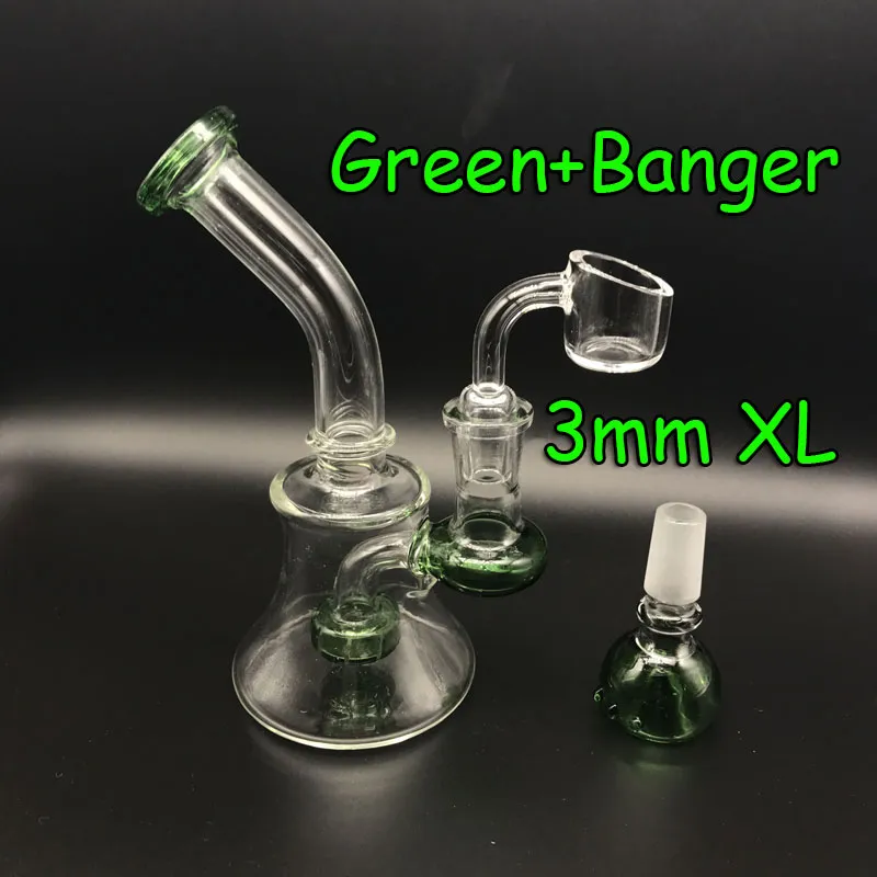 3 kleuren glazen bongen olierigs met gratis 3mmxl dikke kwarts banger nagel 6 inch vrouwelijke 14mm bekerglas bong dab rigs waterleidingen