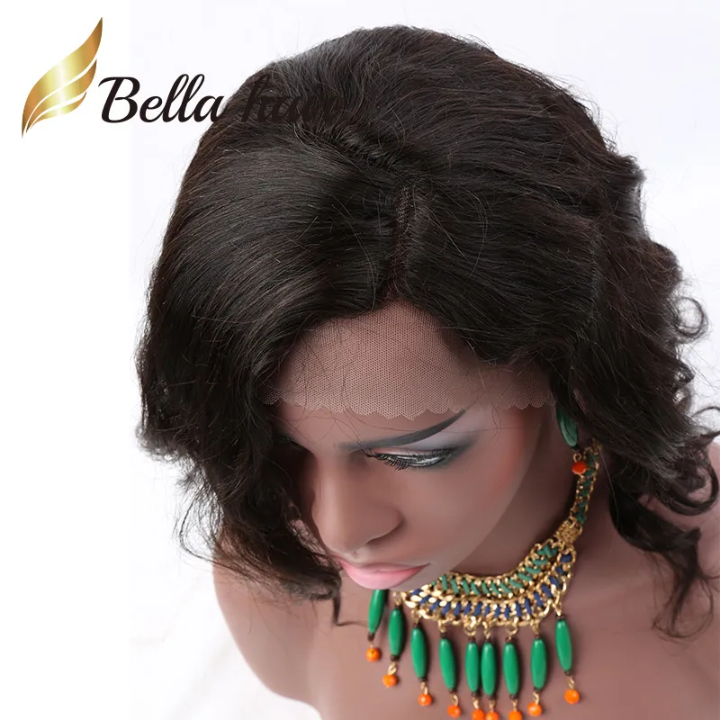 Pełna koronkowa peruka krótka fala falisty Bob Pre ​​Stucked Virgin Human Hair Przodnie koronkowe peruki dla czarnych kobiet w stylu Natural Kolor 130% 150% 180%